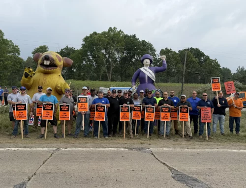 Roofers, Michigan Building Trades Protest Stellantis Job